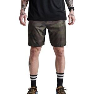 RHYTHM Camo Bermuda Shorts Raw Hem Cotton Blend Green Black Size 34 Men’s